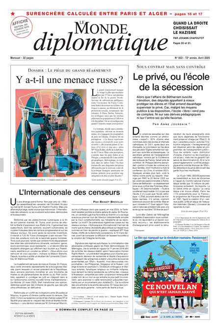 Abonement LE MONDE DIPLOMATIQUE - Revue - journal - LE MONDE DIPLOMATIQUE magazine